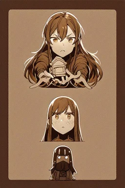 This is an illustration of a man with long hair, rendered in a cartoon style. The figure is skillfully drawn, with great attention to detail, much like a character one might find in an anime or manga. The artist used a dominant brown color palette, with a rich brown foreground and background, giving the character a warm, earthy tone. The animation style is reminiscent of a fictional character from a popular anime or manga series. The man's face and hands are slightly blurred, which adds an i