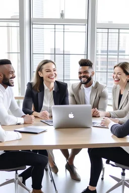 professional happy people meeting virtually