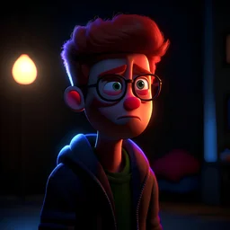 Pixar style character, moody, cinematic lighting