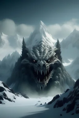 snowy mountains with a hidden monster