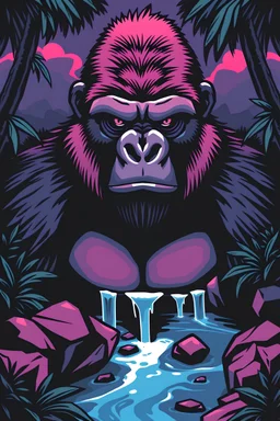 generate a image like levels but thug gorilla theme , black pink and blue for my gamified freelancing app we need a long river link level connections naming as level 1 level2 etc .. generate it