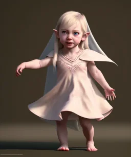 Galadriel toddler, full body, dramatic lighting, hyper realistic