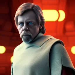 phtorealistic mark hamill as luke skywalker, 4k resolution, soft smooth lighting, light face, elegant, atmospheric, realistic, cinematic lighting, soft light atmosphere, unreal engine 5