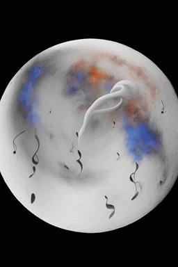 A realistic drawing in negative space black ink on white background of a musical notes and twisted notes 3D with abstract brushstrokes to enhance sheets music pages max enrist