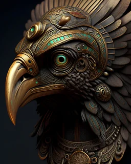 highly detailed jatayu head, steampunk, 3d traditional ornaments, ethnic details, intricated details, as trending in artstation,