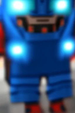 a 11 year old with dark circles around his eyes and he is in a superhero suit and the suit is blue and orange with a emerald emblem and his emerald eyes are glowing emerald and he is 166CM tall