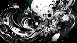 lyrical abstraction, vector art, award winning black and white clip art, on Pixiv, very detailed, trending on Artstation, beautiful, 4k, HD wallpaper, Title-Shift, VO commercial, C4D, Super-