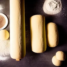 still life rolling pin flour dough