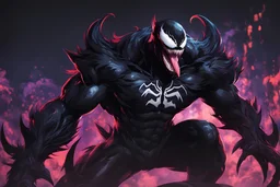 Venom beast in 8k solo leveling shadow artstyle, dark wing them, neon effect, rain, full body, apocalypse, intricate details, highly detailed, high details, detailed portrait, masterpiece,ultra detailed, ultra quality