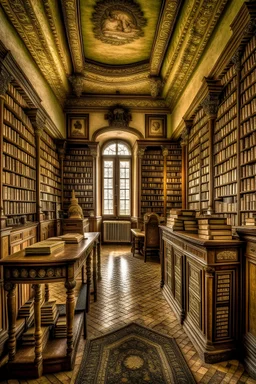 A picture of an old library in the time of the ignorance.