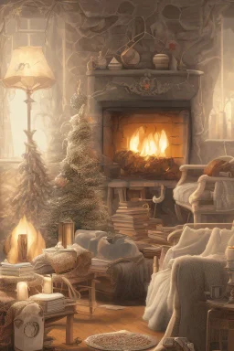 Create an image of a cozy and inviting living room with a fireplace and comfortable seating.