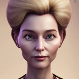 Ursula von der Leyen, adorable Pixar Studio animation style, cute big circular reflective eyes, unreal engine cinematic smooth, intricate detail, portrait of a politician, caricature funny,