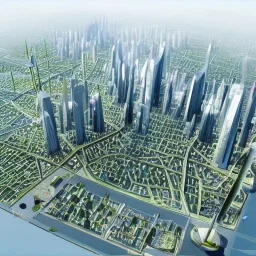 Create a realistic image of a futuristic city that is completely powered by renewable energy sources and has zero carbon emissions