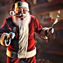 Photo, Santa Claus, blood and guts, butcher knife, meat cleaver