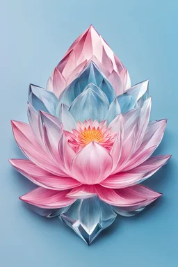 fiore di loto di cristallo colorato su sfondo azzurro e rosa chiari