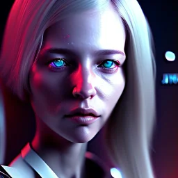 Emma Watts in cyberpunk unreal engine character very detailed cinematic view