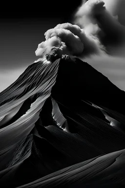 volcano in black and white, showing how it functions underneath the earth