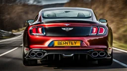 bentley mustang rear view fast on road