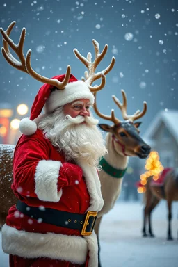 christmas raindeer santa claus snowy