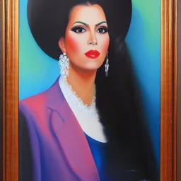 Full body portrait, painting, medium shot lady pachuco