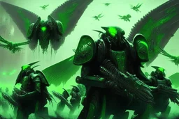 ejercitos de angeles futuristas verdes y negro