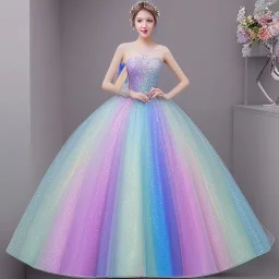 Glittery rainbow wedding dress