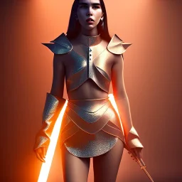 Mystery dua lipa, knight costume, Ambiance dramatique, dramatic lighting, volumetric lighting, concert background, hyperrealisme, 8k, high quality, lot of details, fit within portrait