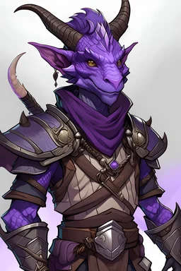 youthful handsome purple iridescent dragonborn ranger dnd