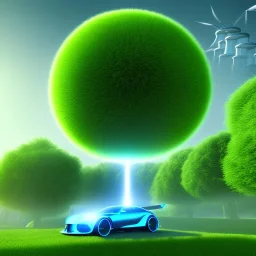 energy, power plant, technology, future, flying cars, green trees, blue sky, people