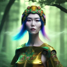 spray painting,chinese woman in magical forest, Character Portrait, bright colours,face, magnificent, majestic, highly intricate gigantic, Realistic photography, incredibly detailed, ultra high resolution, 8k, complex 3d render, cinema 4d