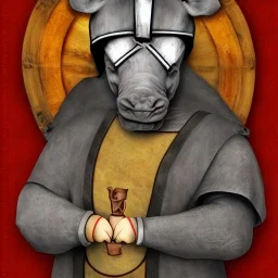 Humanoid Psychic Rhino Merchant from the medieval times