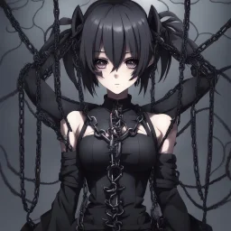 dark anime girl with a chains