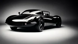 Photograph of a gorgeous and expensive, oldschool black sports car with a big, black front grill, realistic, stylish, taken up close from the front of the car.