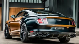 bentley mustang rear view fast on road