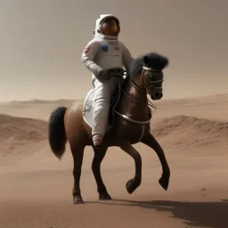 Riding horse astronaut mars