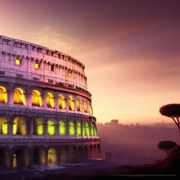 The Colosseum, İtalya, sunset, rainbow sunset, fantasy art