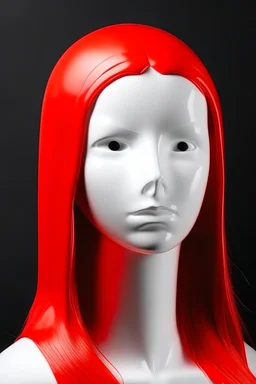 White rubber face with rubber effect in all face with red sponge rubber effect long hair