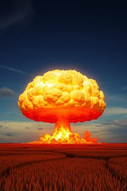 a nuclear explosion mushroom cloud that looks like a bundle of wheat