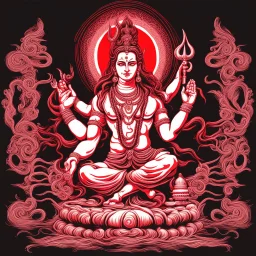 God shiva Demonic image in neon red color pallet