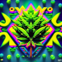 Marijuana, splash color, bright colors, neon, Psychedelic, detail, 8k, bright light, surreal