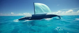 whale sail boat on top of the ocean with gelatine membrane as sail