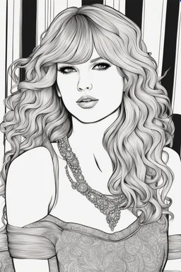 coloring pages of taylor swift for adults, Designs Black and white, No Shading