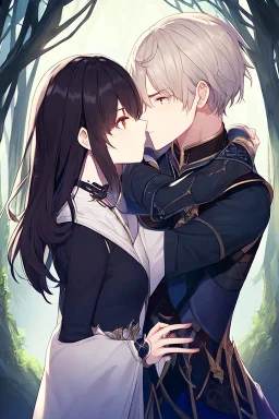 Amira and Faris kiss each other in a dark forest