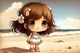 cute italian chibi girl at the beach