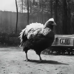 Le Poulet Basquaise [vintage style noisy scratches glitches, Shot the texture and then rewound the film and double exposed from a 1970 B series movie]