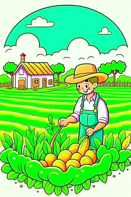 hand painted smart farming cartoon lengkap