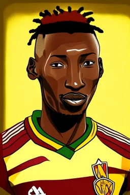 Hamari Traoré Malian football player ,cartoon 2d