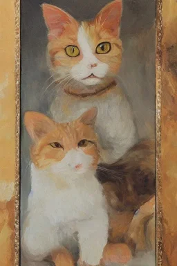 painting of a cat painting a portrait