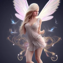 tres belle fairy souriante avec de magnifiques ailes et des cheveux longs blonds