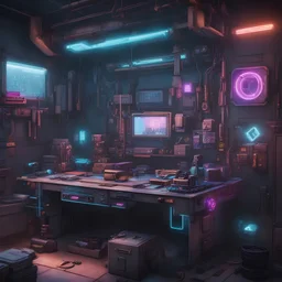 cyberpunk weapon crafting station